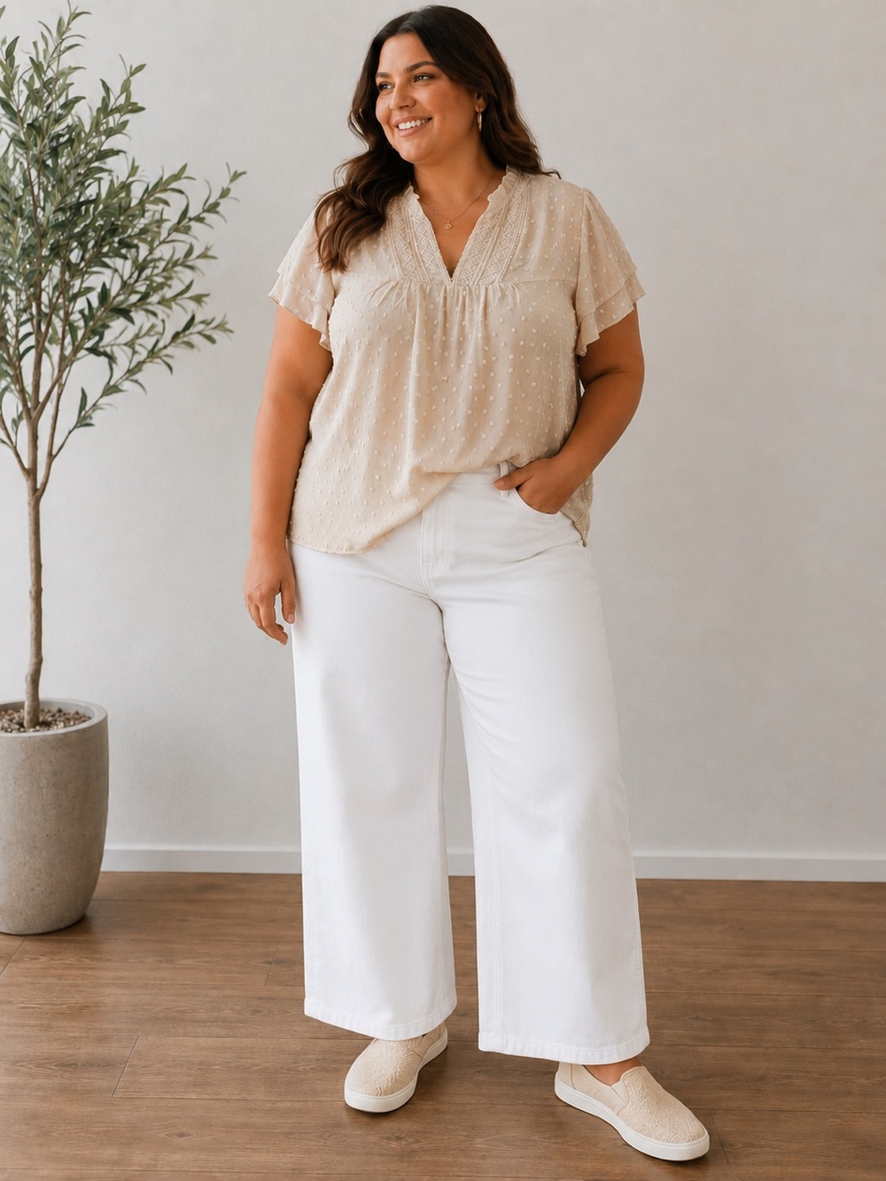 Falechay Women’s Cream Blouse size 3XL
